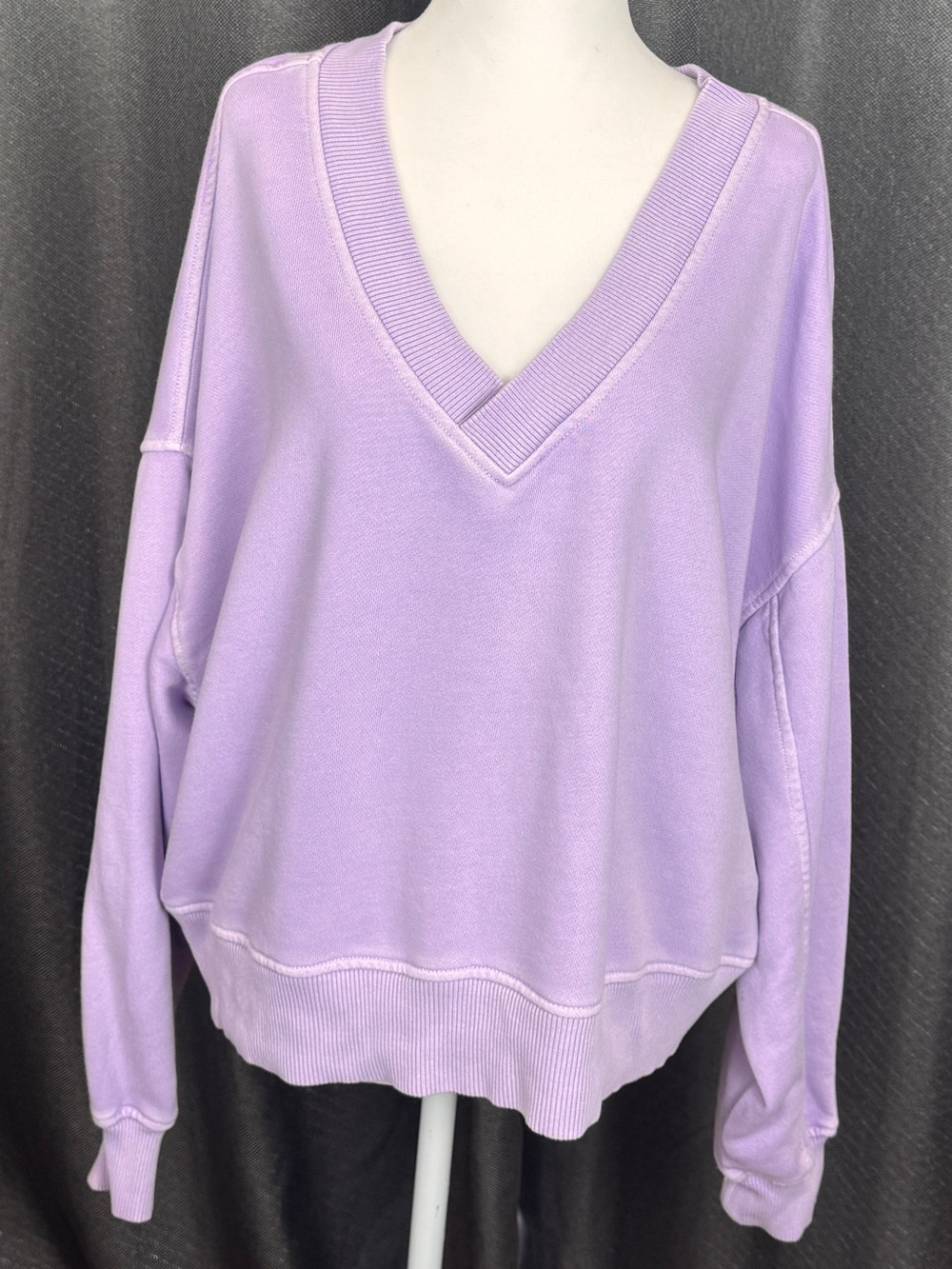 aerie Lilac V-Neck Pullover Sweatshirt